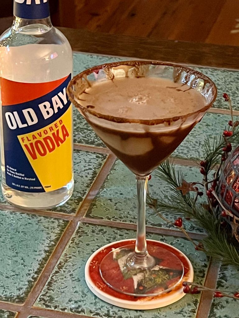 old bay vodka bottle with chocolate martini